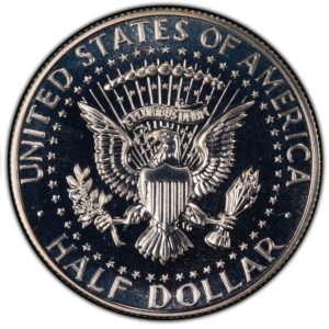 1968 Inverted S Kennedy Hald Dollar Coin Reverse