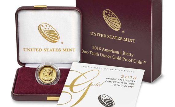 2018 American Liberty One–Tenth Ounce Gold Proof Coin in Box
